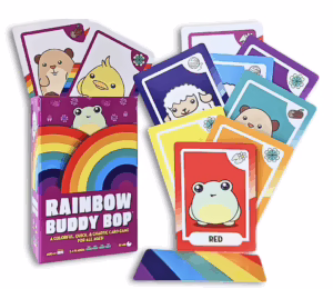 Rainbow Buddy Bop card game fast easy rainbow color sequencing game for kids of all ages